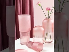 H25cm Elegante Vaso di vetro rosa per fiori Decorazione per la cucina di casa ufficio