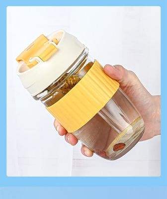 480ml Fashion Durable Glass Straw Tumblers with Silicone Sleeve Portable Bottles for Travel