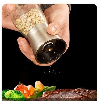 H18.9cm Fillable 304 Stainless Spice Grinder Steel Grinder for Pepper, Cumin, Sea Salt