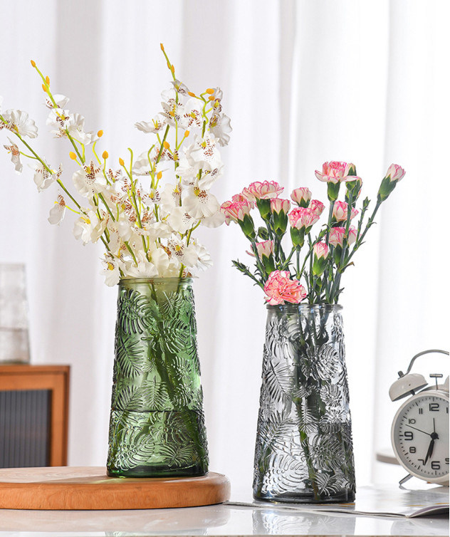 H20cm Elegant Pink Glass Vase Centerpiece Contemporary Home Decor for Flower Arrangements