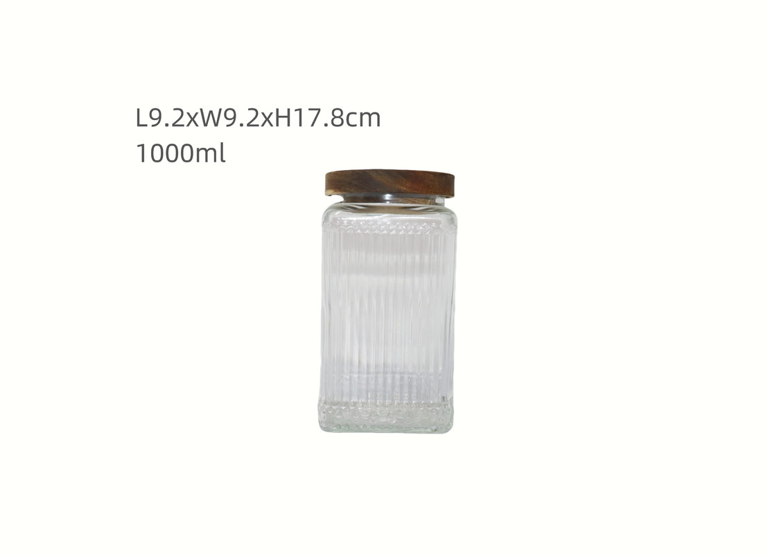 1000ml Transparent Ribbed Glass Jars with Custom Logo Design Sample Available Carton Packing