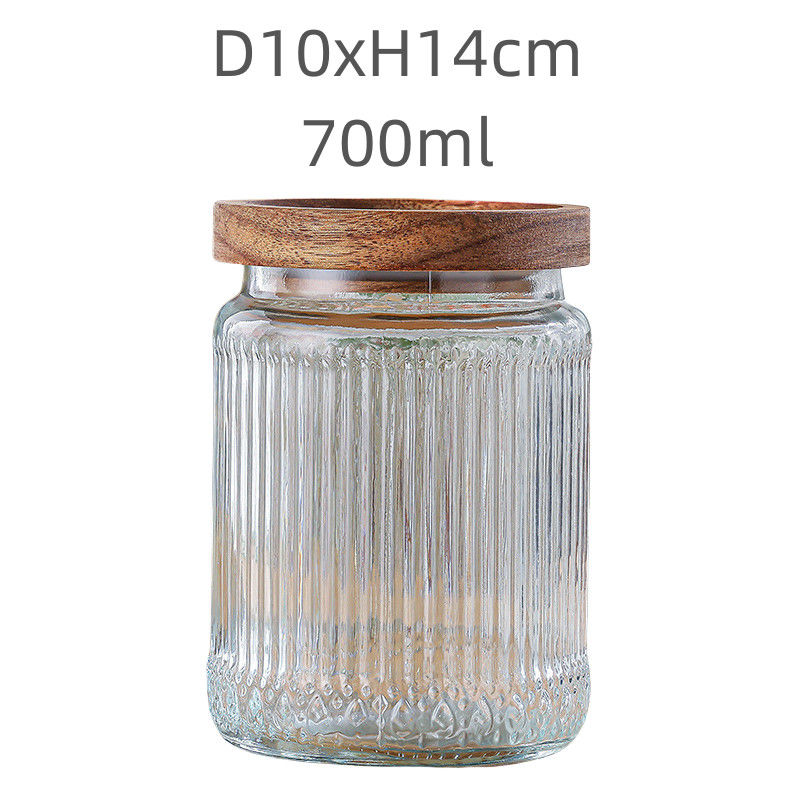 700ml Customizable Ribbed Glass Jars Transparent Silk Screen Logo Perfect for Gifts
