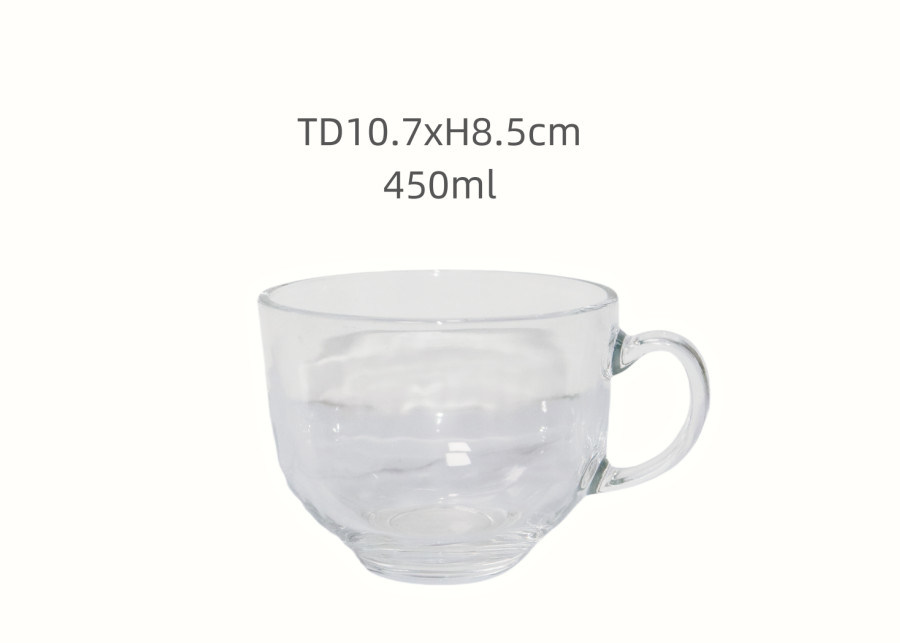 450ml Clear Glass Cups for Tea and Coffee Stylish Modern Design