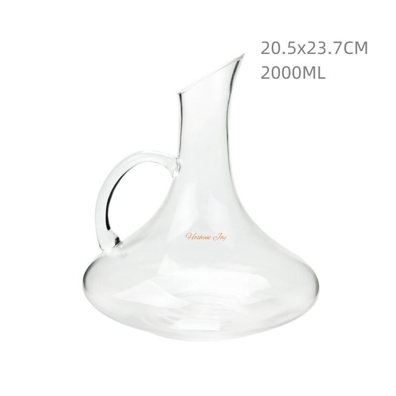 Crystal Lead Free Glass Wine Decanter With Handle Dishwasher Safe
