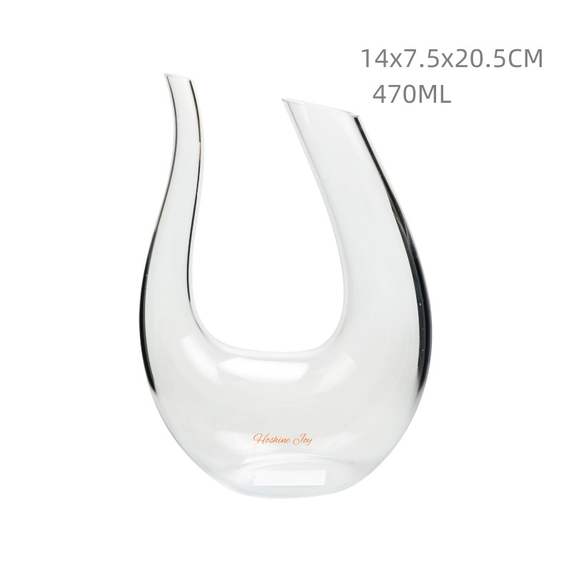 Clear Glass U Shape Wine Decanter Hand Blown 470ml Capacity FDA
