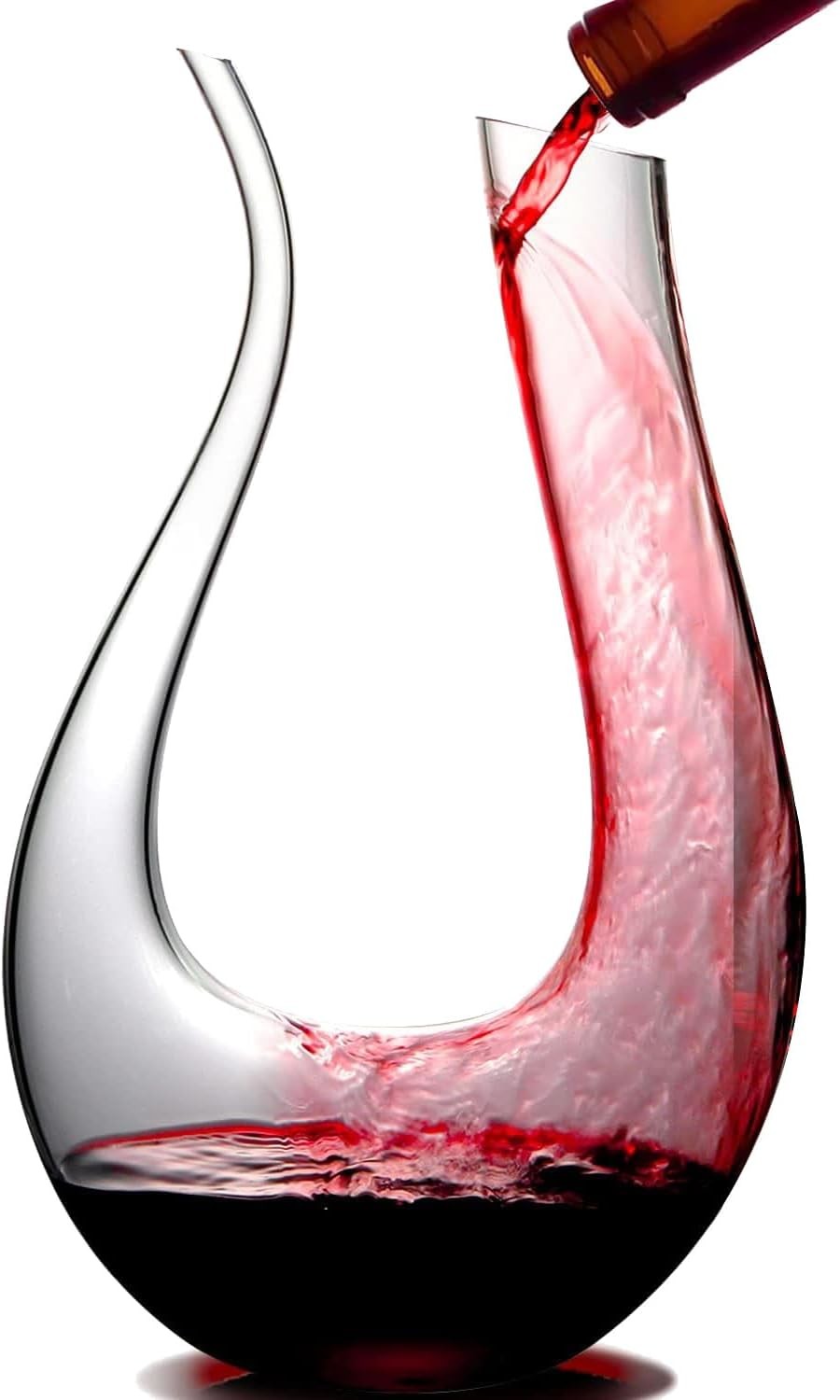 Clear Glass U Shape Wine Decanter Hand Blown 470ml Capacity FDA