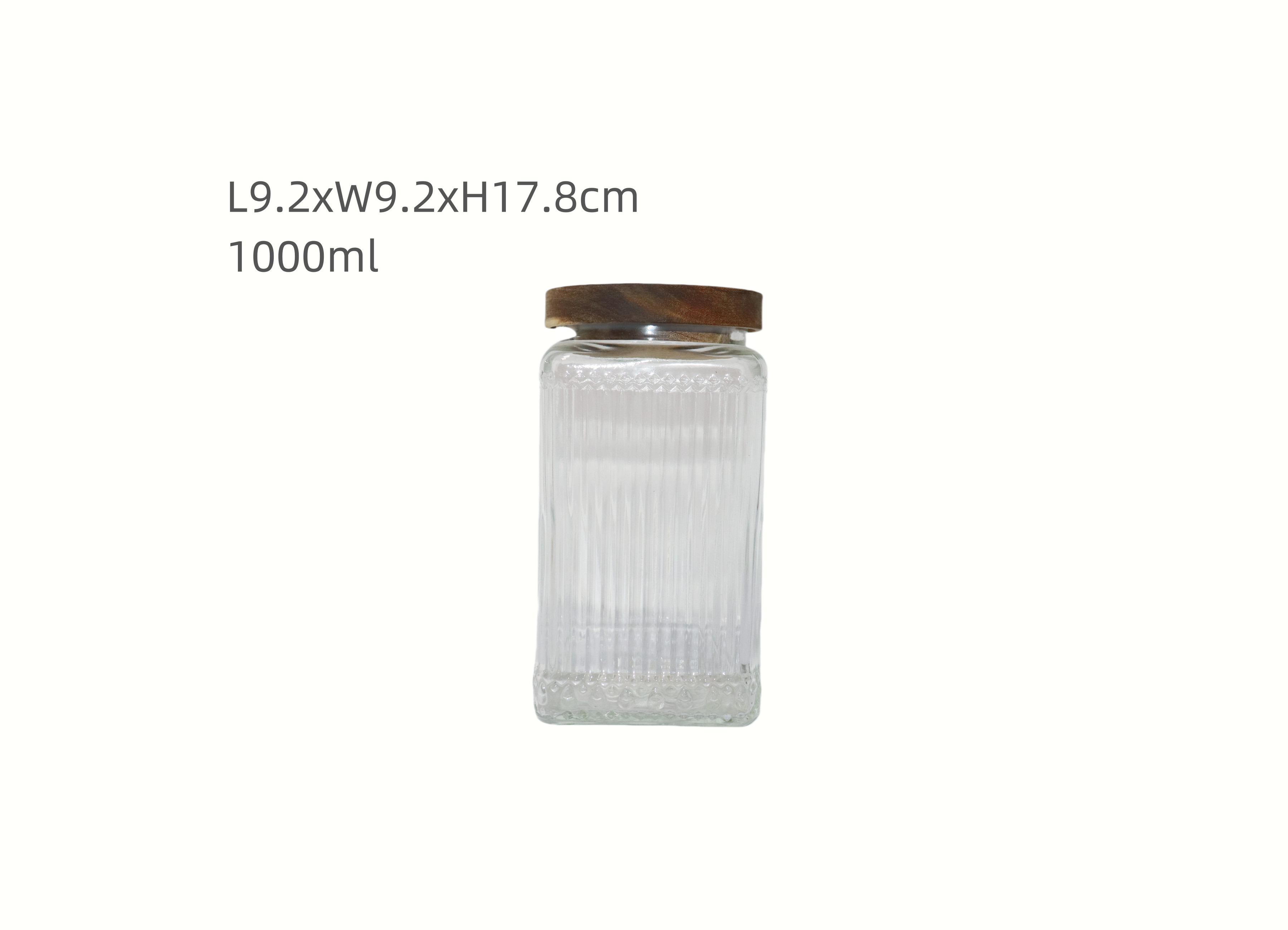 1000ml Transparent Ribbed Glass Jars with Custom Logo Design Sample Available Carton Packing
