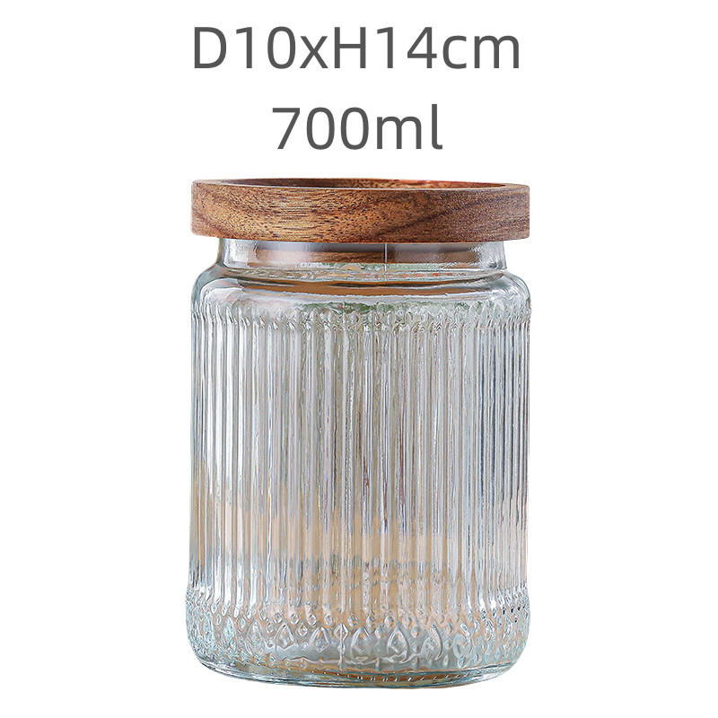 700ml Customizable Ribbed Glass Jars Transparent Silk Screen Logo Perfect for Gifts