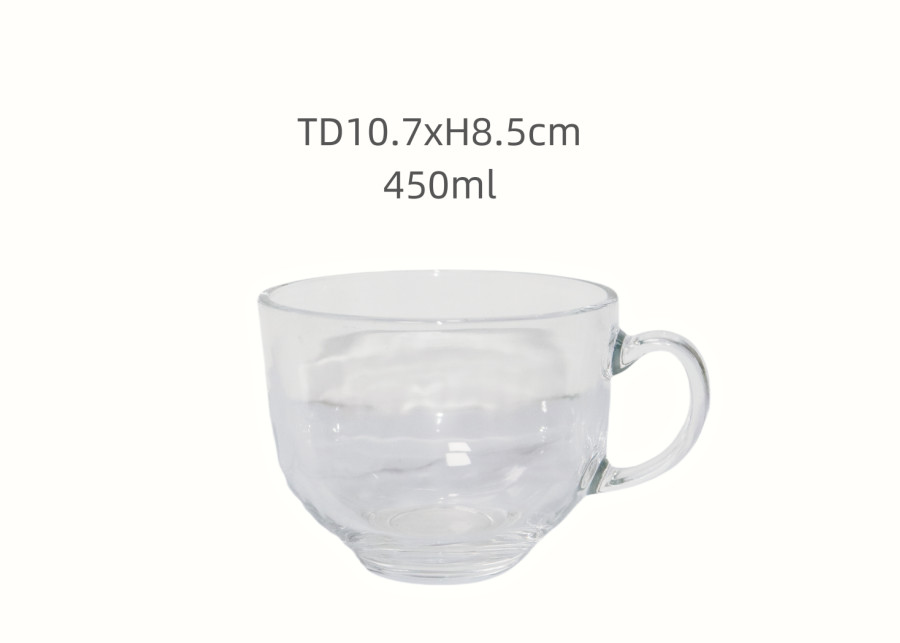 450ml Clear Glass Cups for Tea and Coffee Stylish Modern Design